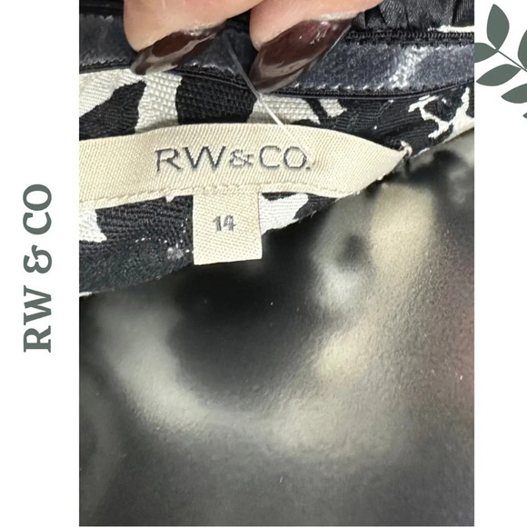 RW & Co Black Cream Floral Dress Contrast
Belt Netting Underskirt  Size 14 - Picture 9 of 9